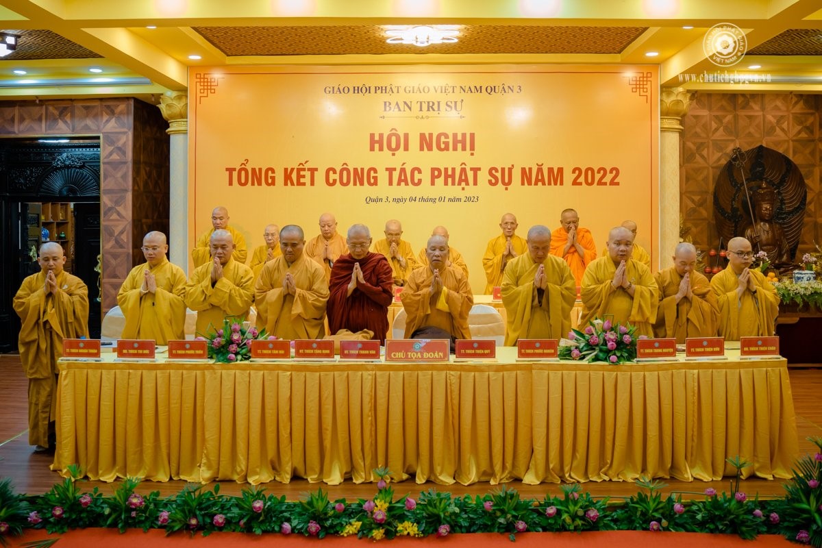 TP.HCM: Phật giáo Quận 3 tổ chức Hội nghị Tổng kết Phật sự năm 2022 và trao giáo chỉ tấn phong Giáo phẩm