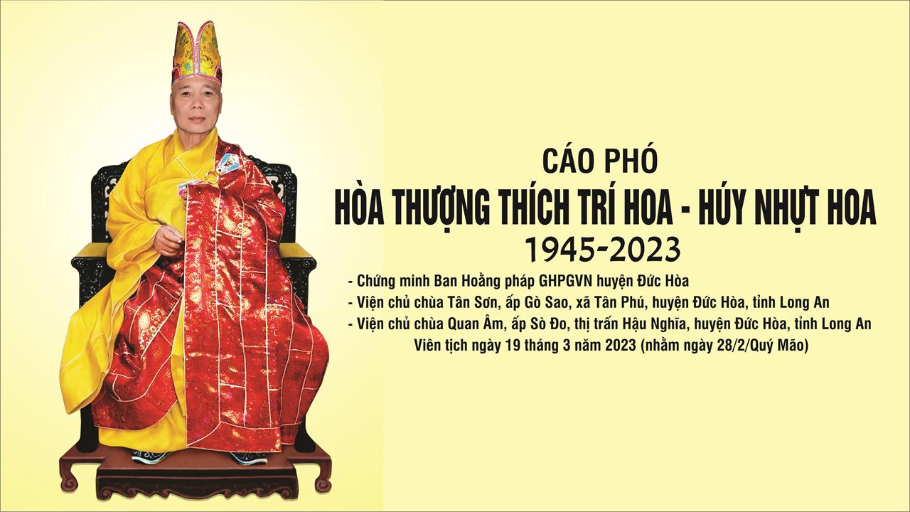 Long An: Cáo phó Hòa thượng Thích Trí Hoa – Húy Nhựt Hoa viên tịch