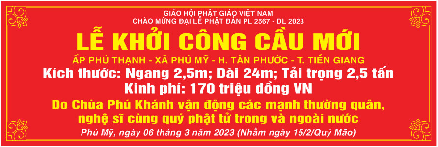 Tiền Giang: Chùa Phú Khánh khởi công xây cầu nông thôn tại xã Phú Mỹ, huyện Tân Phước