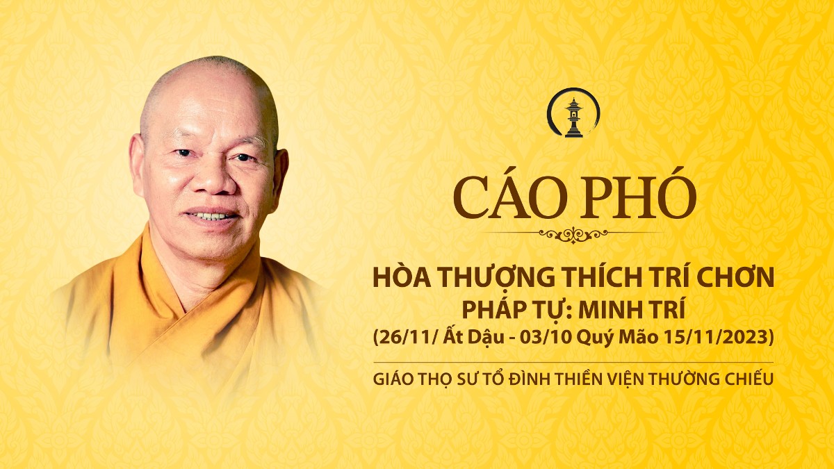 Đồng Nai: Cáo phó Hoà thượng Thích Trí Chơn viên tịch